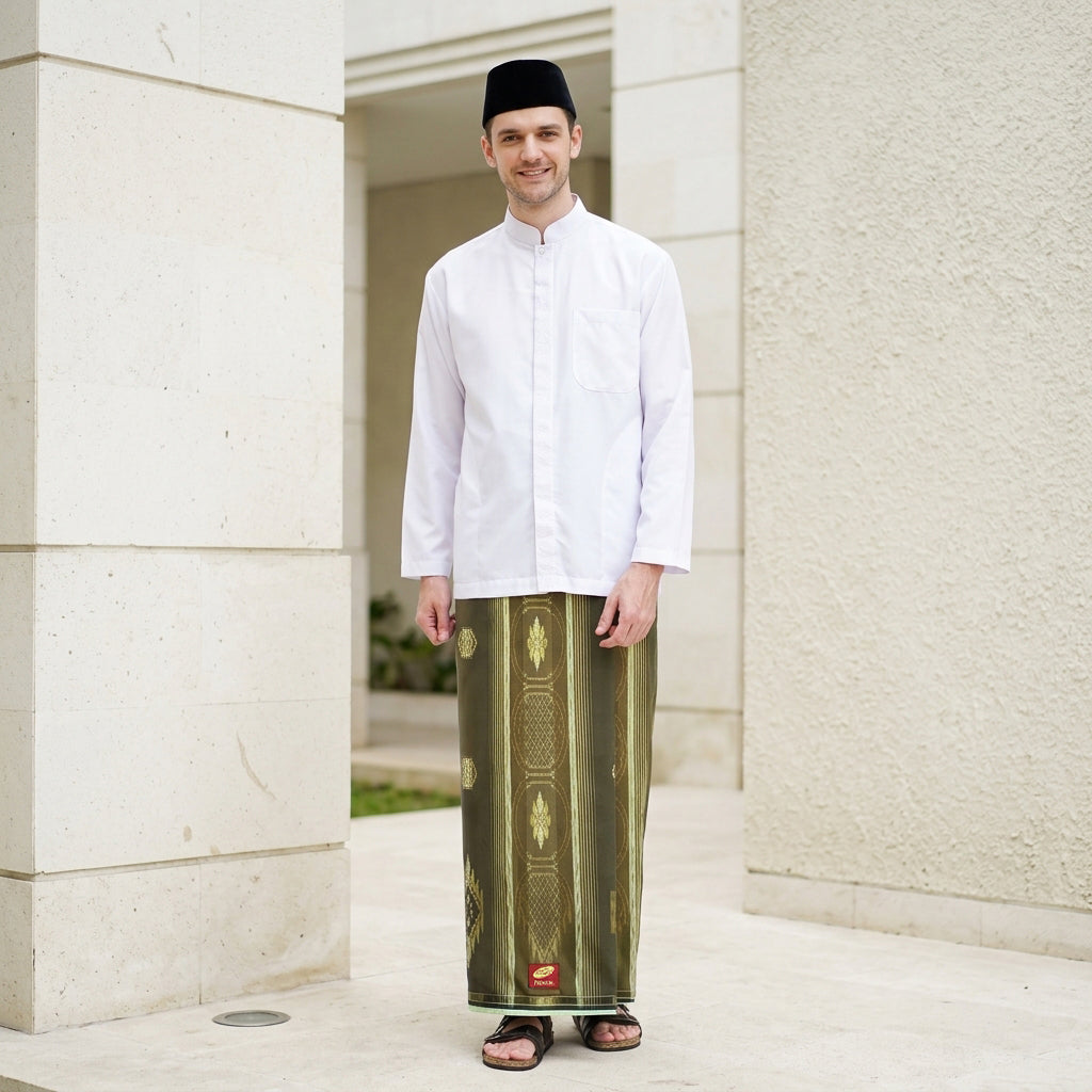 Sarung ATLAS Premium 790 Jacquard Songket A7-MSJ Olive Muda