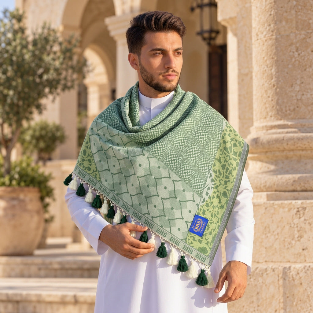 Surban Subaiyah BHS Classic Motif Jacquard Light Green