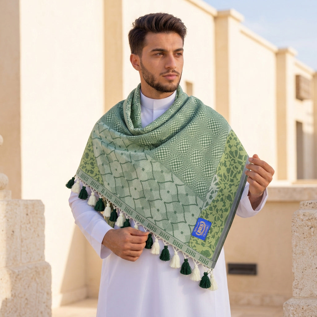 Surban Subaiyah BHS Classic Motif Jacquard Light Green
