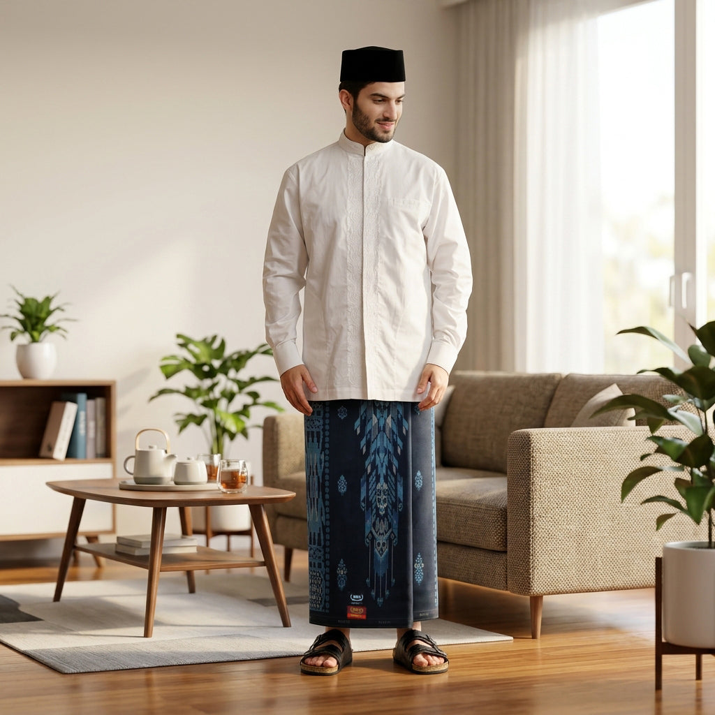 Sarung BHS Infinity Gold Motif V32 KJC SJ Biru Tua