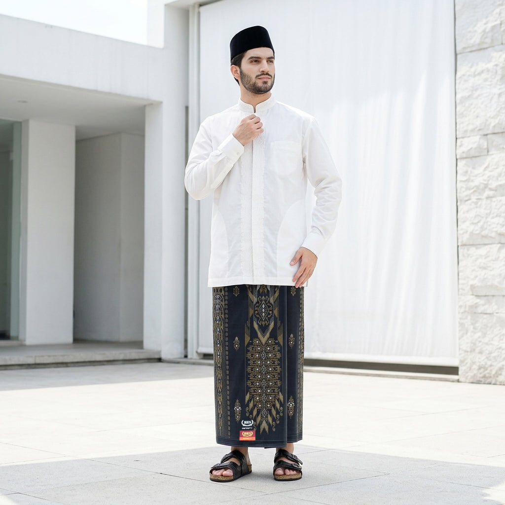 Sarung BHS Infinity Gold Motif V32 KJC SJ Black Gold