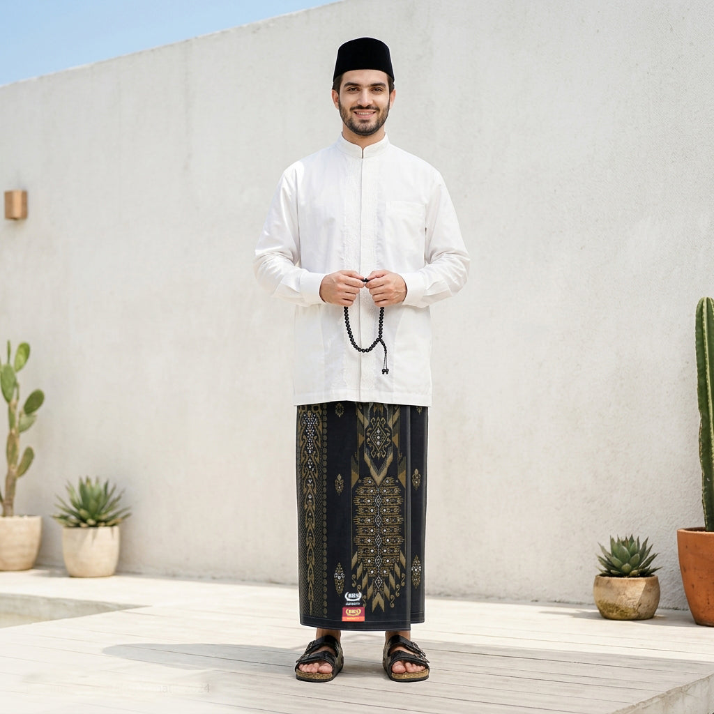 Sarung BHS Infinity Gold Motif V32 KJC SJ Black Gold