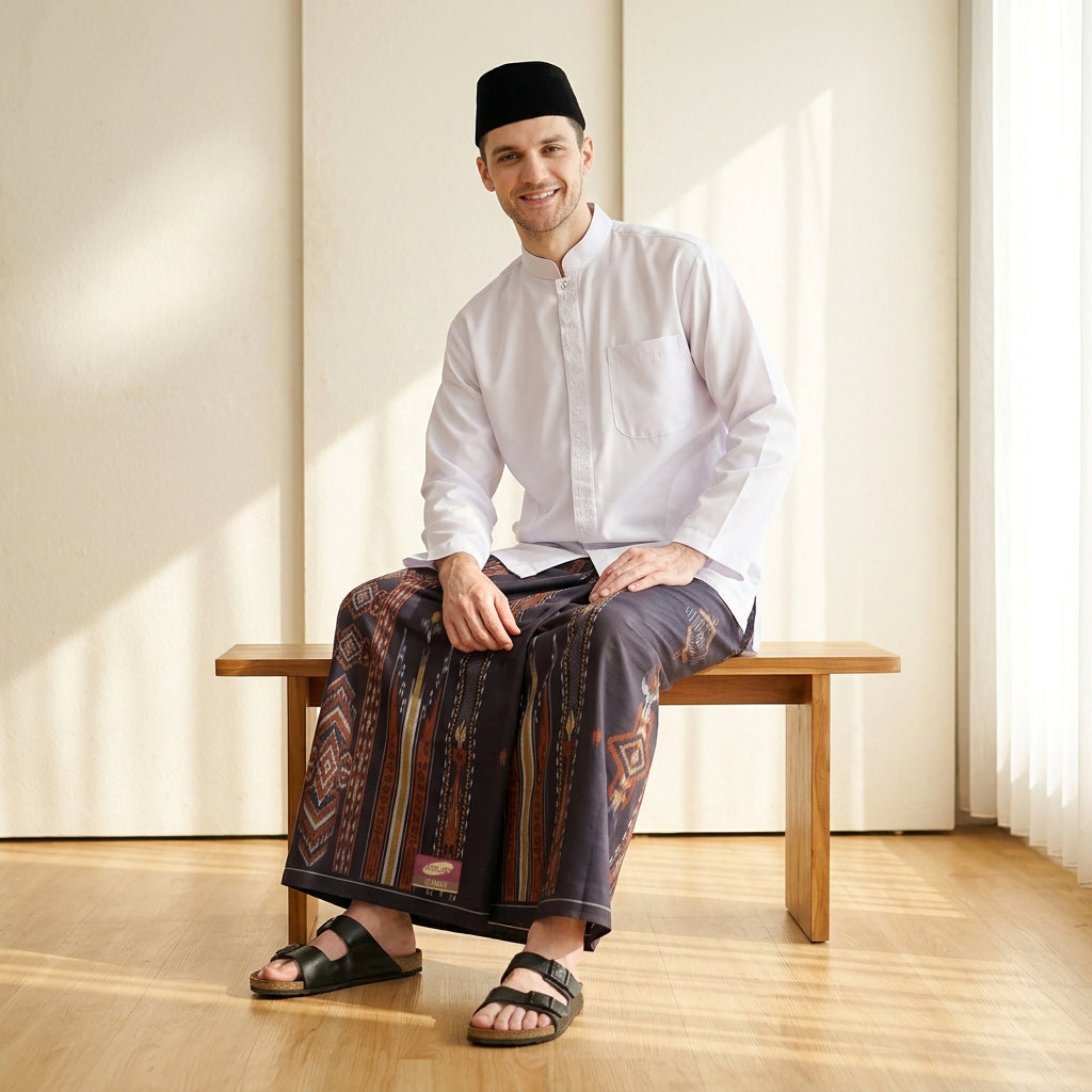 Sarung ATLAS Idaman 555 Kembang Motif BHS A5 GSL Dark Brown