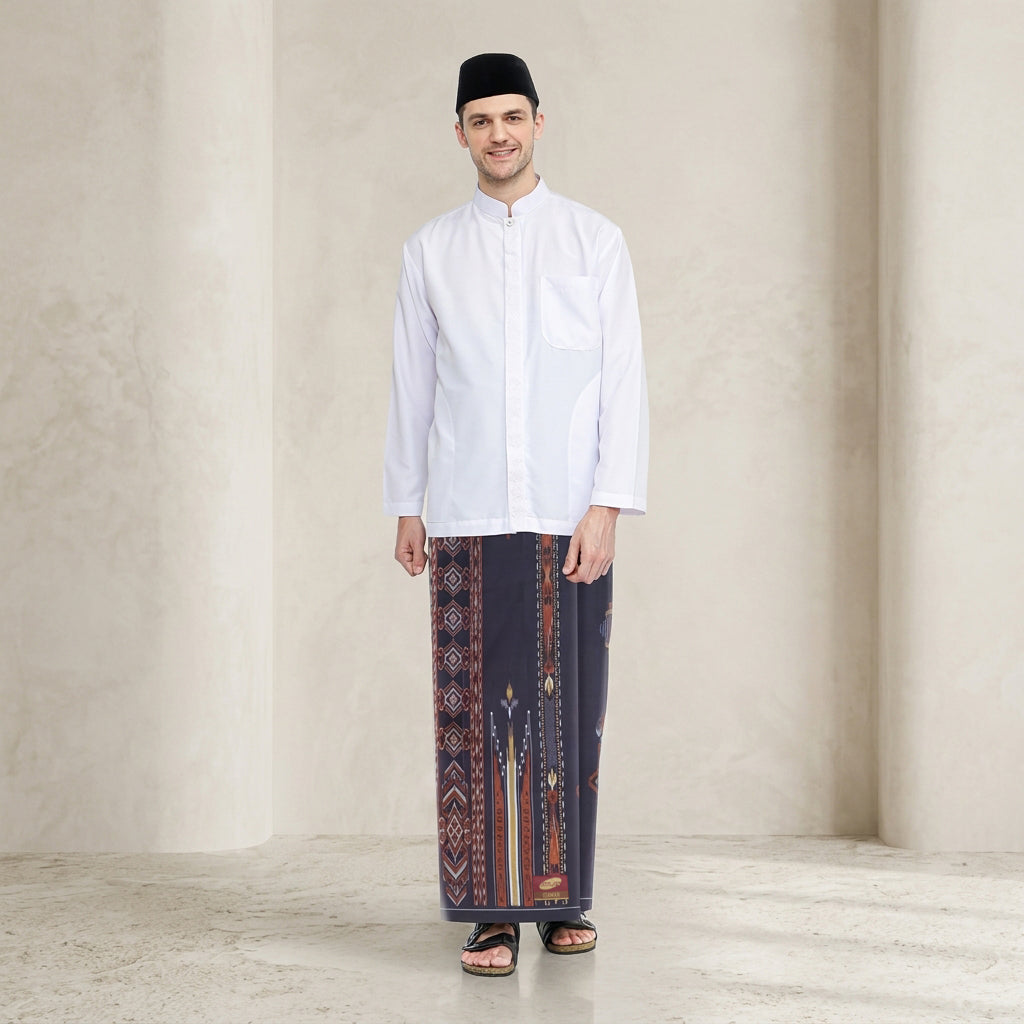 Sarung ATLAS Idaman 555 Kembang Motif BHS A5 GSL Dark Brown