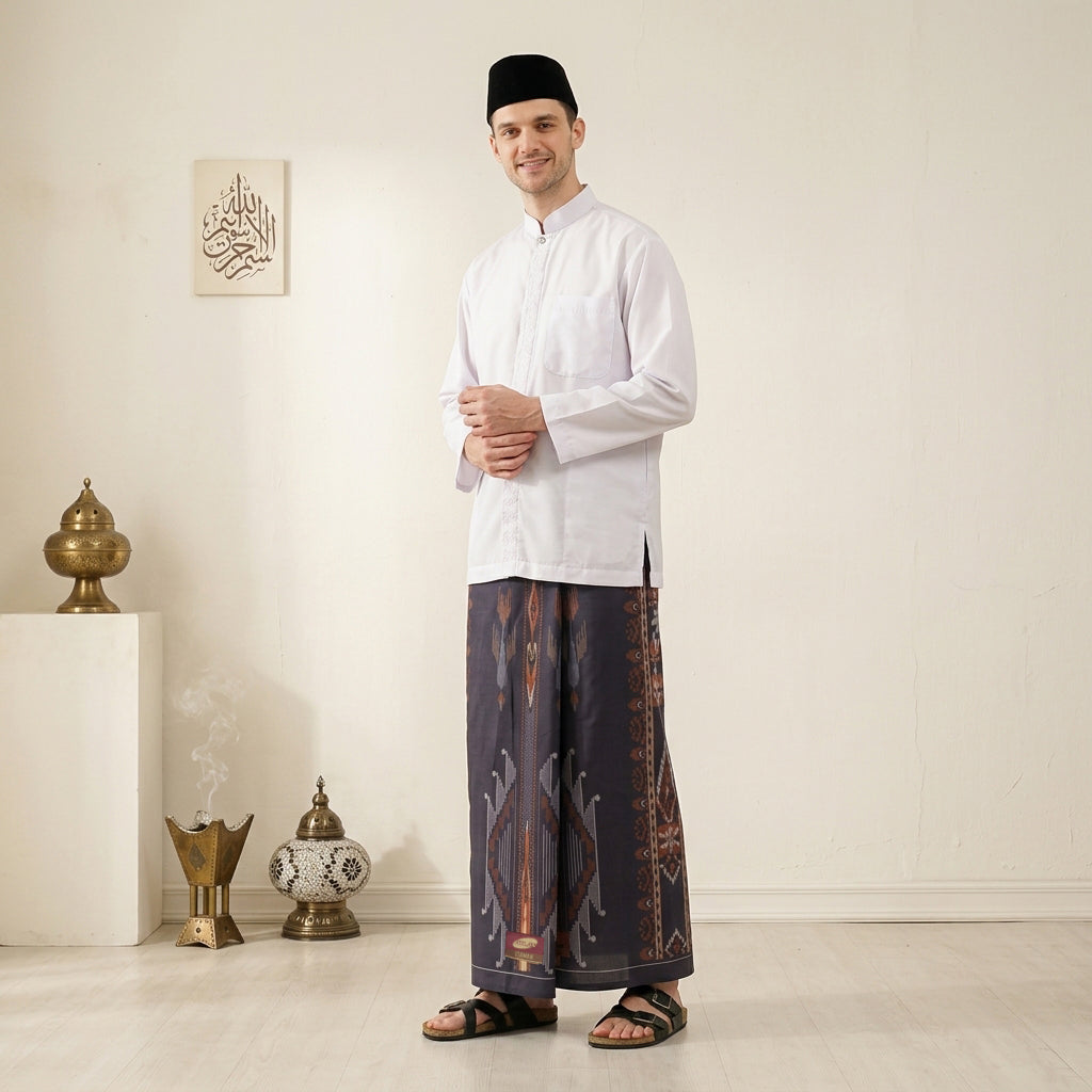 Sarung ATLAS Idaman 555 Kembang Motif BHS A5 GSK Dark Choco