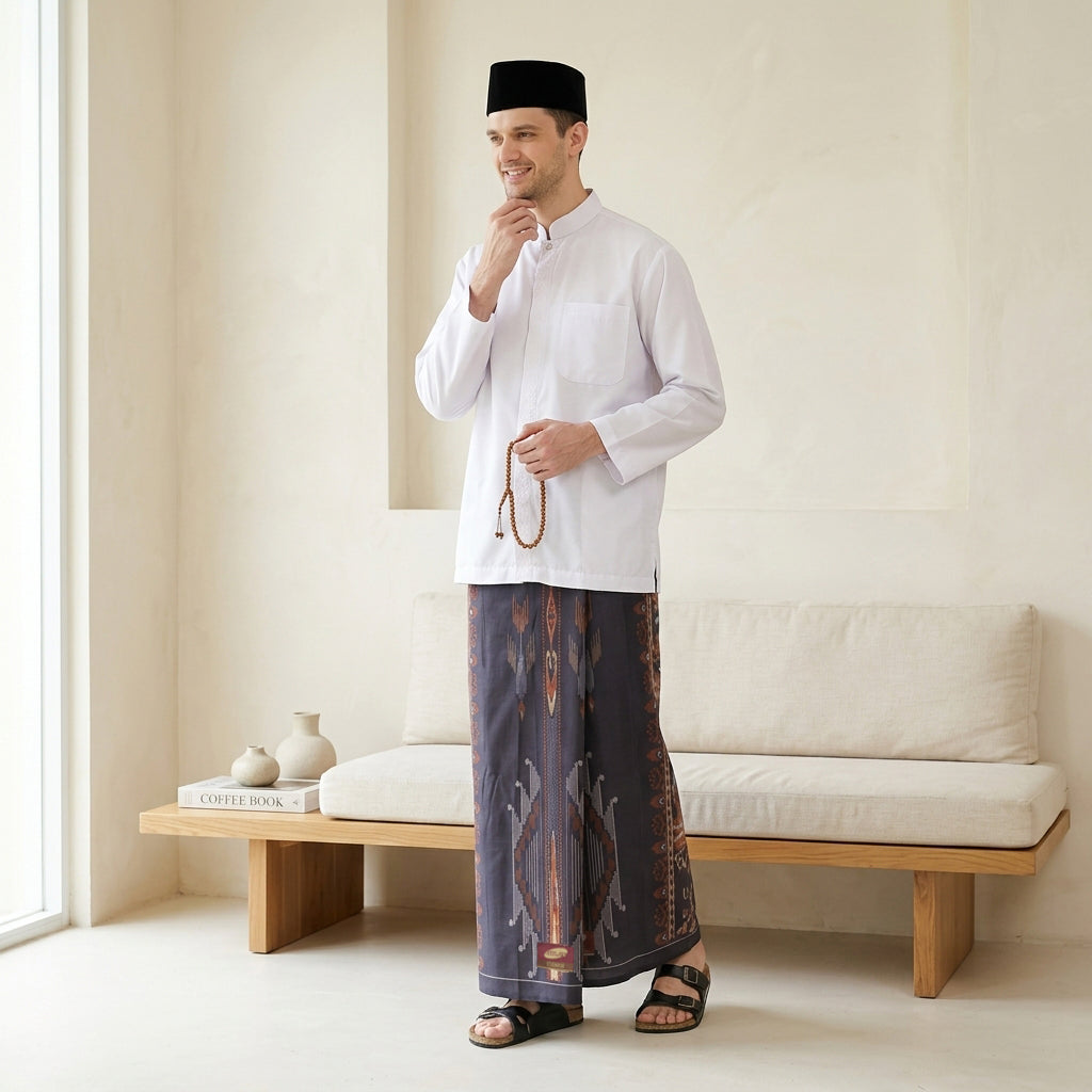 Sarung ATLAS Idaman 555 Kembang Motif BHS A5 GSK Dark Choco