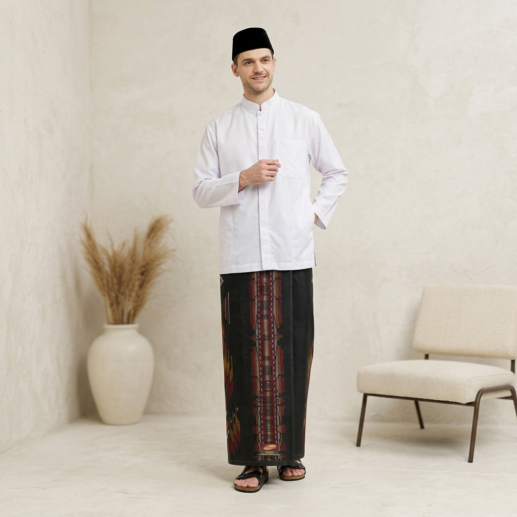 Sarung ATLAS Favorit 525 Kembang Motif BHS A4 PSA 11 Hitam Merah