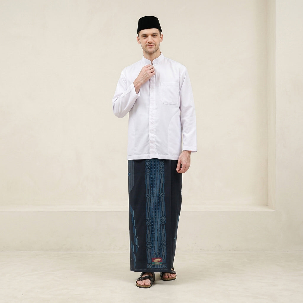 Sarung ATLAS Favorit 525 Kembang Motif BHS A4 PSA 11 Hitam Biru