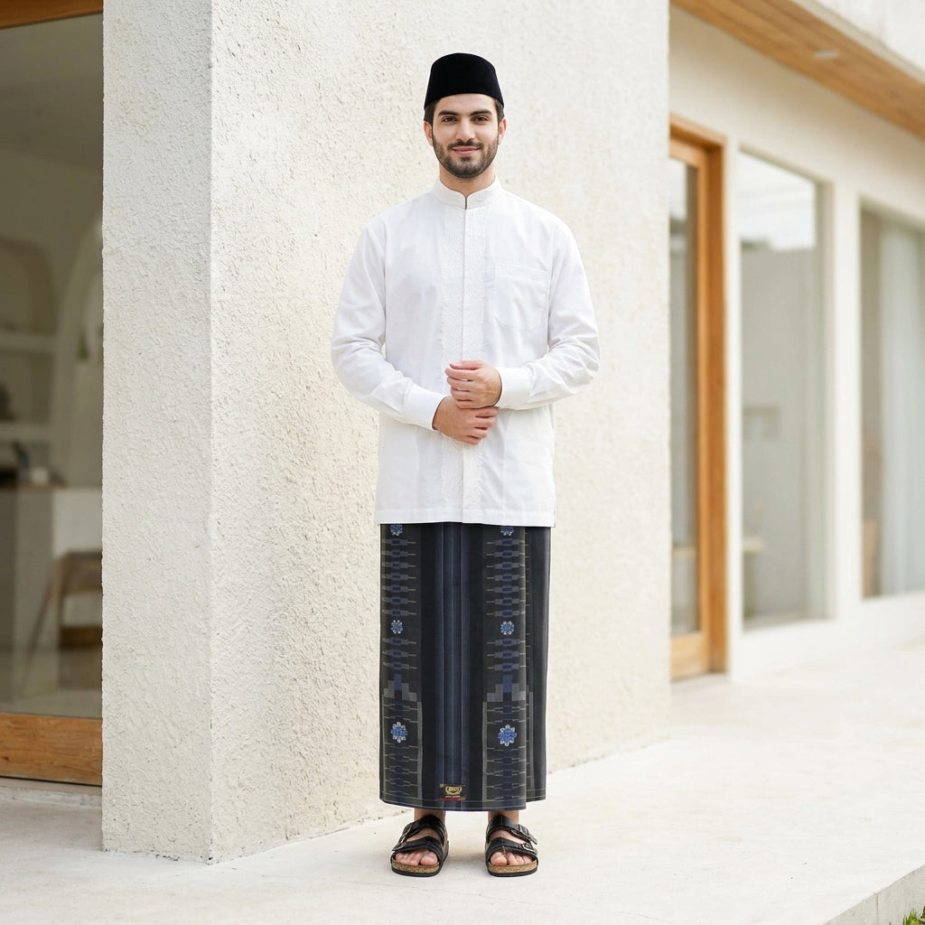 Sarung BHS Avant Garde Gold Motif G52 SDF Hitam Biru