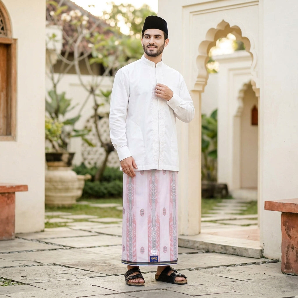 Sarung BHS Classic Gold Motif C48 JGN SJ Putih Coral