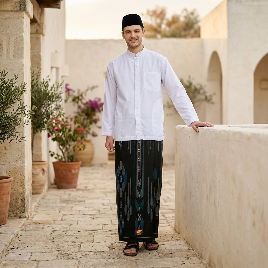 Sarung ATLAS Favorit 515 Serasi Motif BHS SKT 02 Hitam Biru 02
