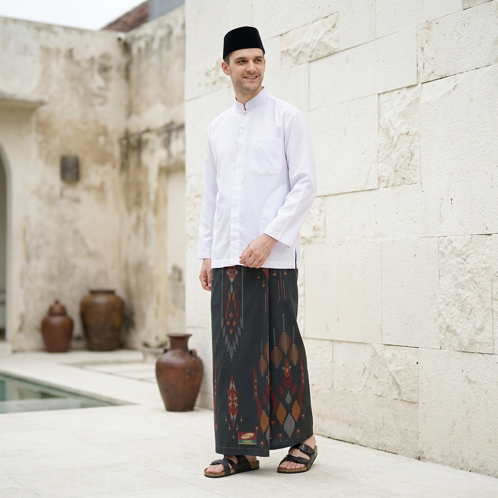 Sarung ATLAS Favorit 515 Serasi Motif BHS SKT 03 Hitam Merah 02
