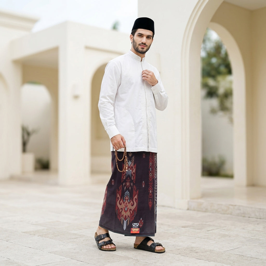 Sarung BHS Infinity Gold Motif V32 SNA SJ Garnet