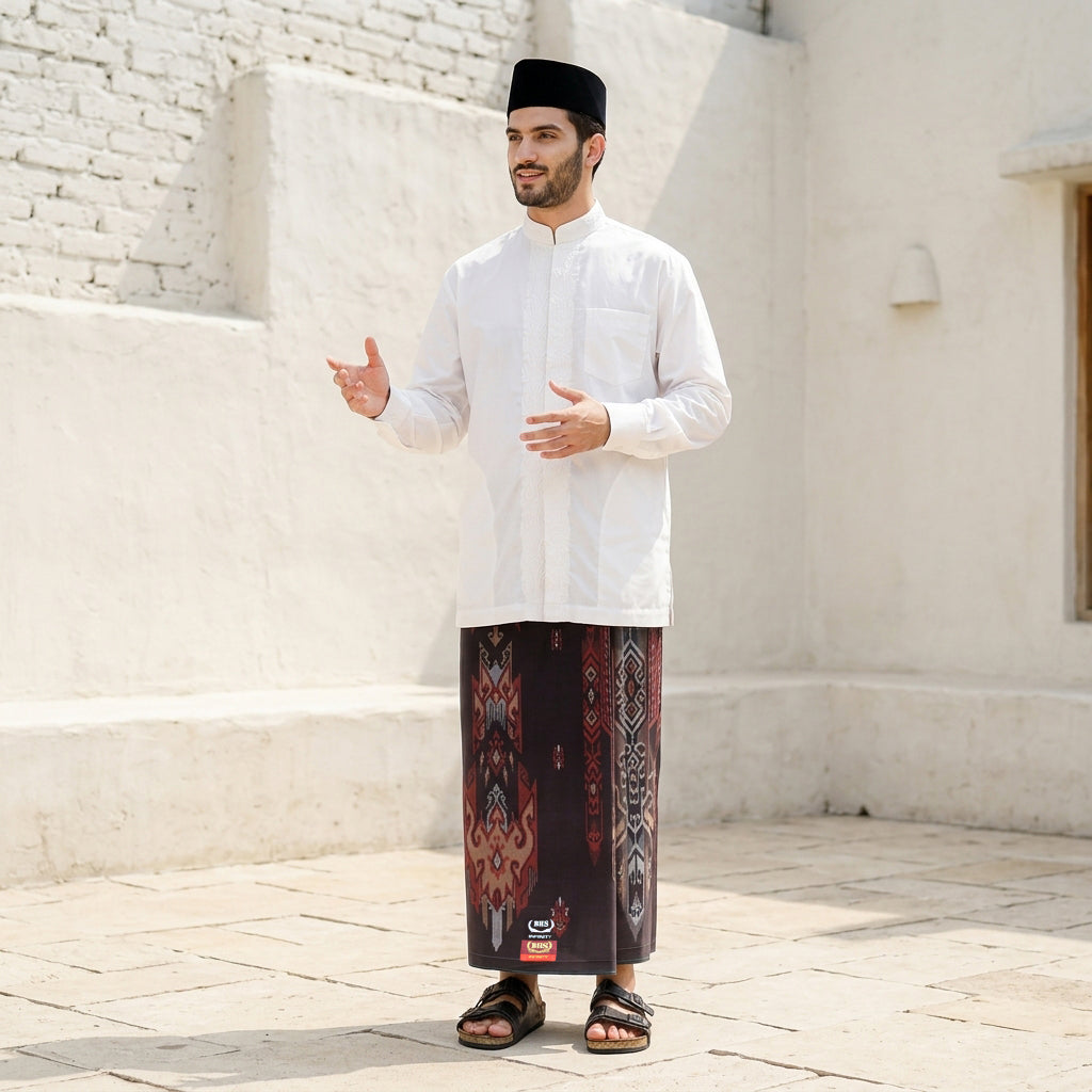 Sarung BHS Infinity Gold Motif V32 SNA SJ Garnet