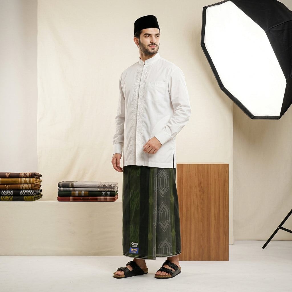 Sarung BHS Classic Gold Motif C44 DKB SJ Green