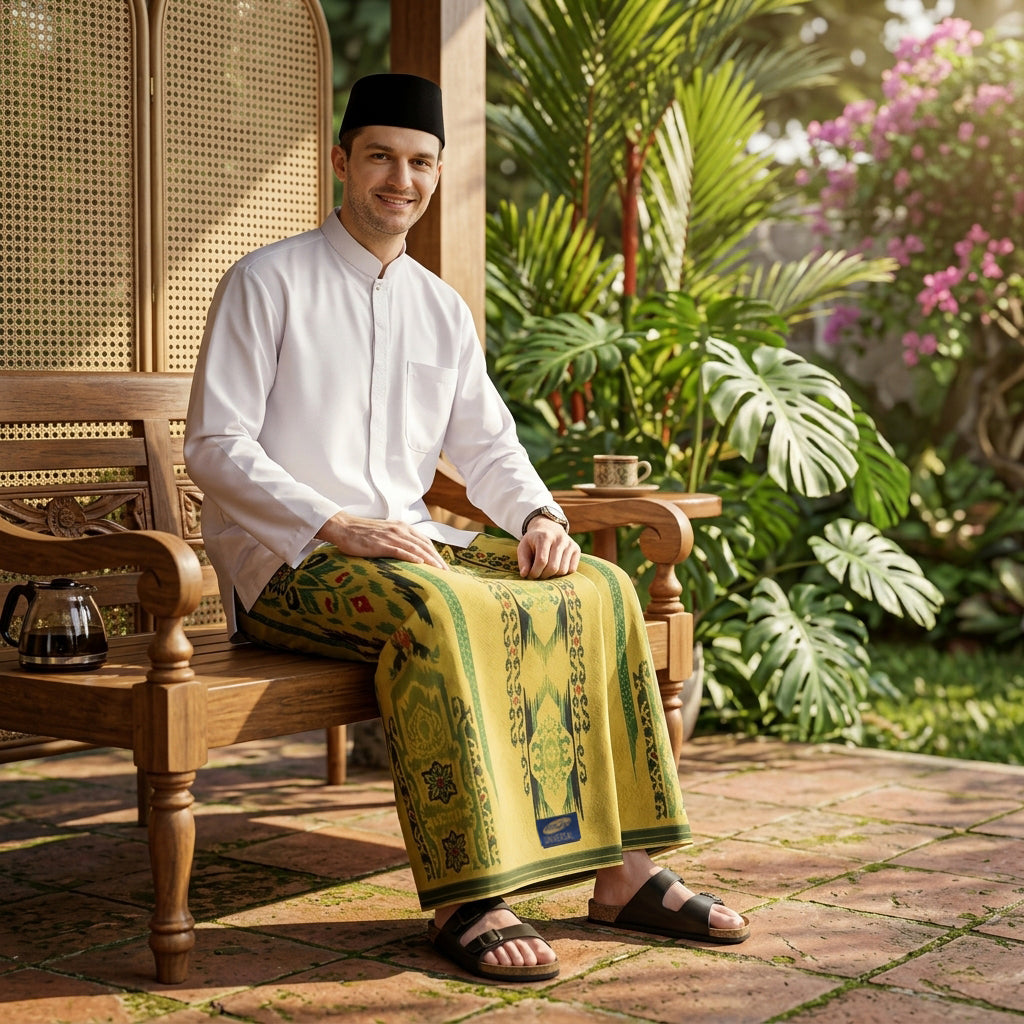 Sarung ATLAS Universal 655 Dobby Kembang A6-DFA SJ Kuning Hijau