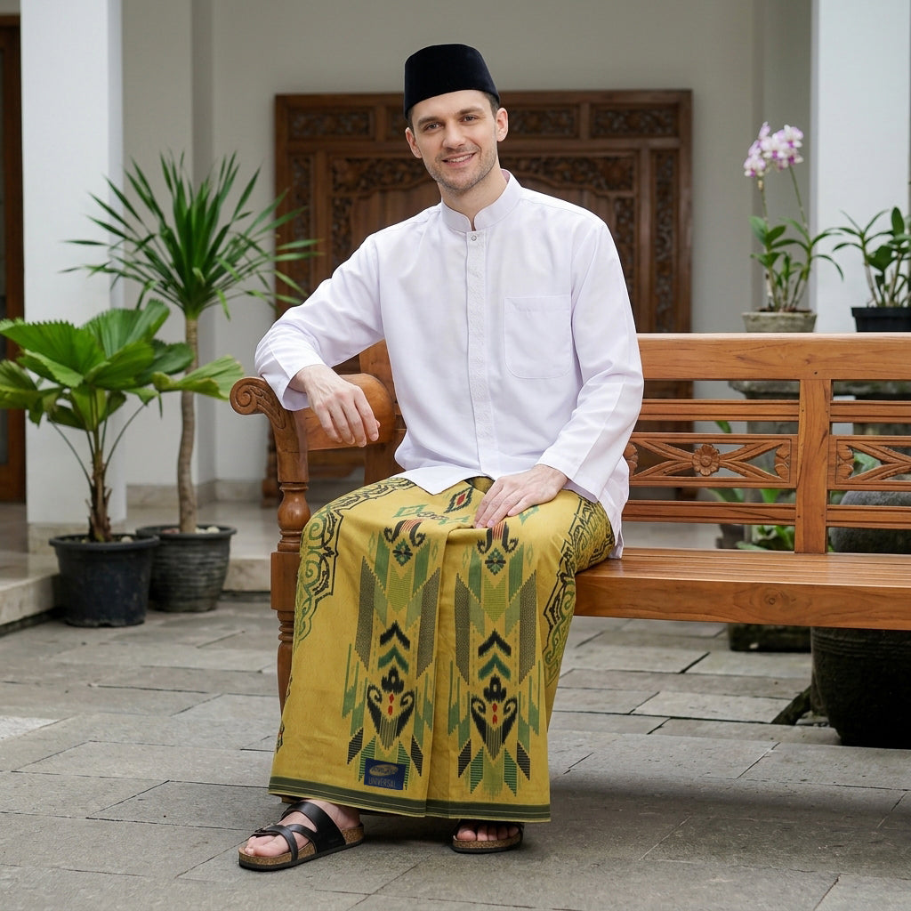 Sarung ATLAS Universal 655 Dobby Kembang A6-DFA SJ Kuning 02