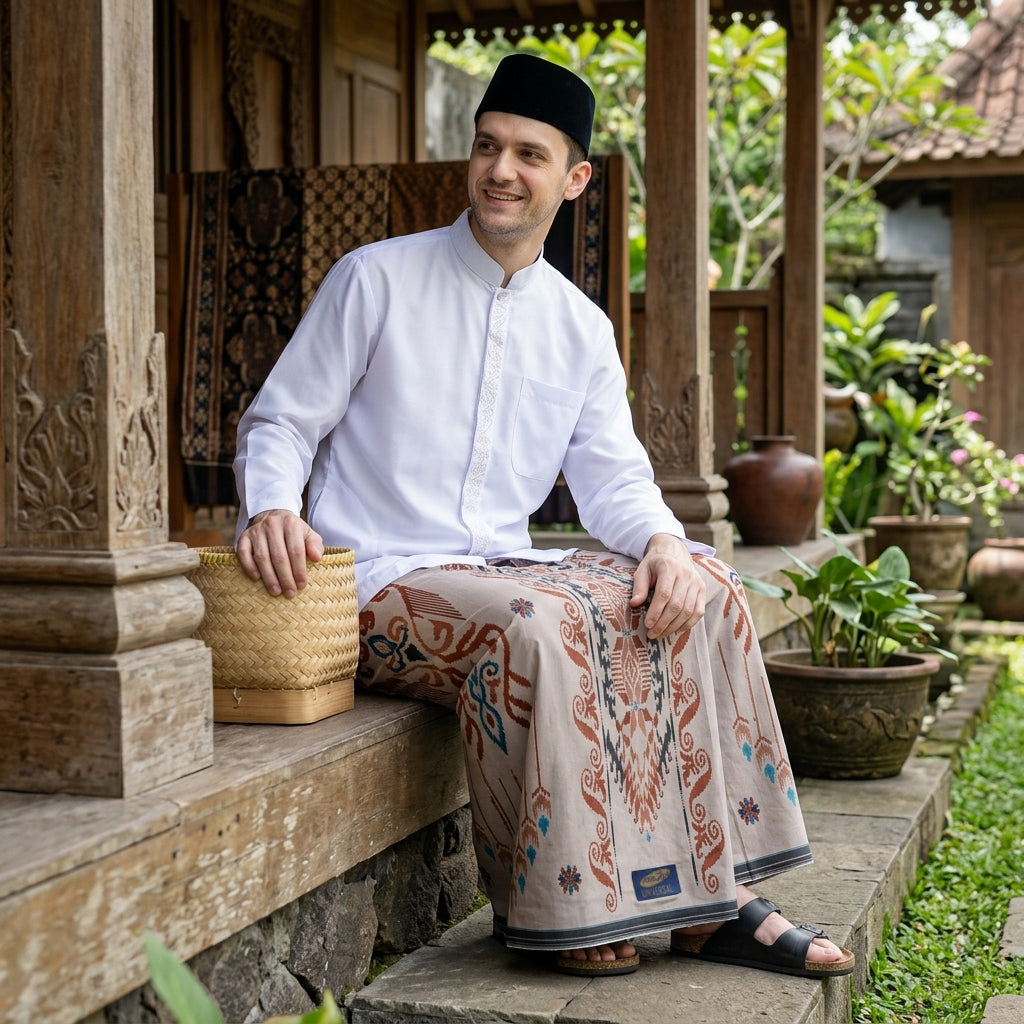Sarung ATLAS Universal 655 Dobby Kembang A6-DFA SJ Cream
