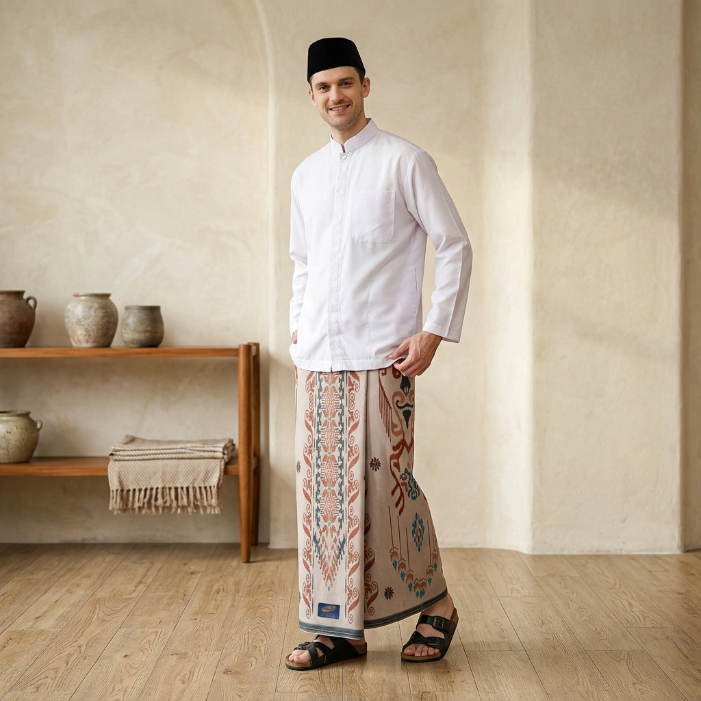 Sarung ATLAS Universal 655 Dobby Kembang A6-DFA SJ Cream