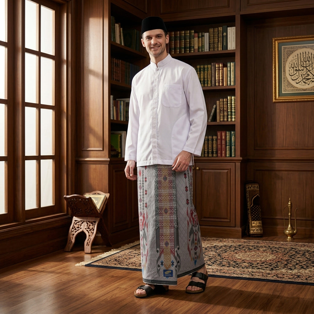 Sarung ATLAS Universal 655 Dobby Kembang A6-DFA SJ Abu