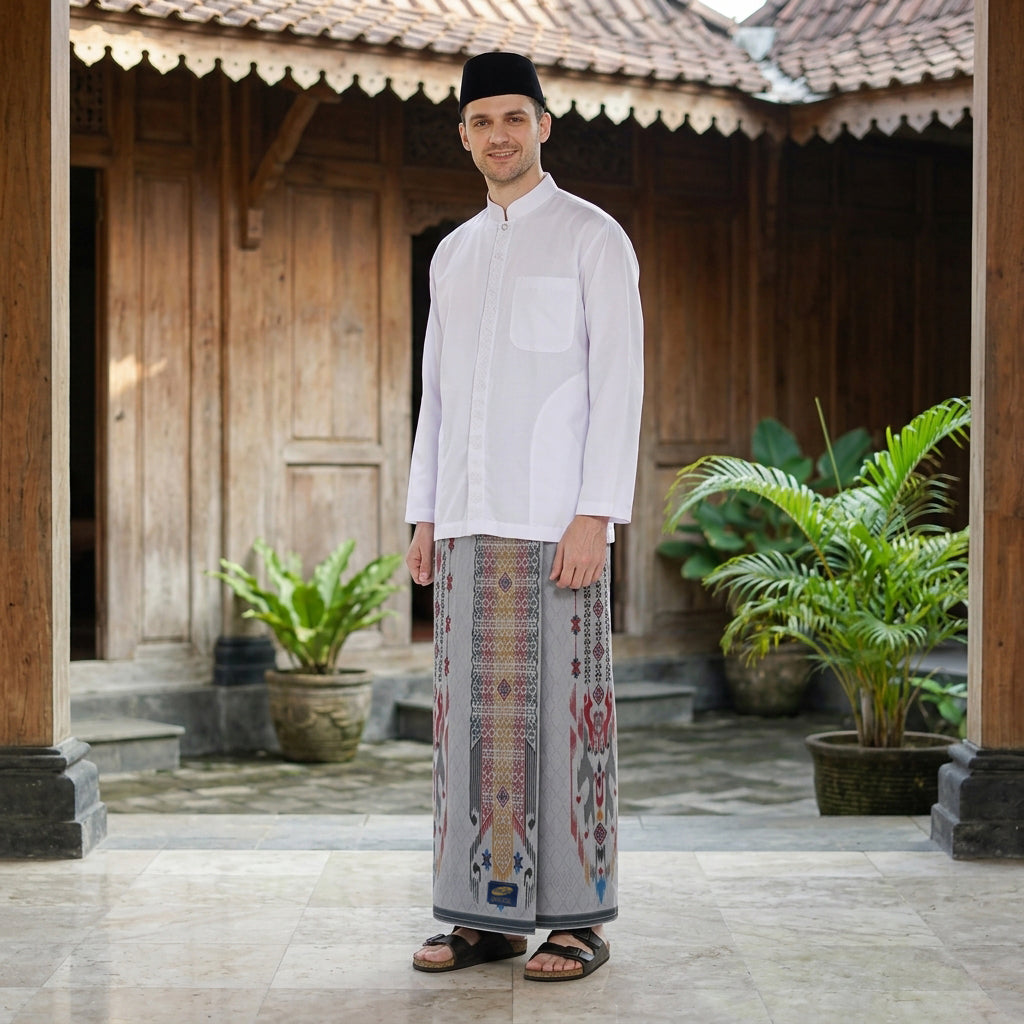 Sarung ATLAS Universal 655 Dobby Kembang A6-DFA SJ Abu