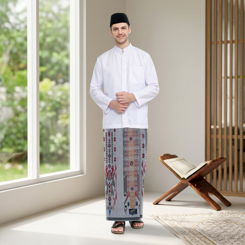 Sarung ATLAS Universal 655 Dobby Kembang A6-DFA SJ Abu