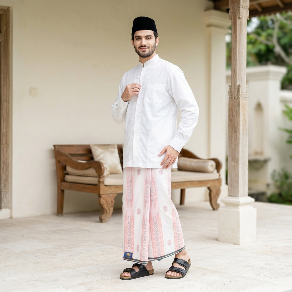 Sarung BHS Classic Gold Motif C48 JGN SJ Putih Merah