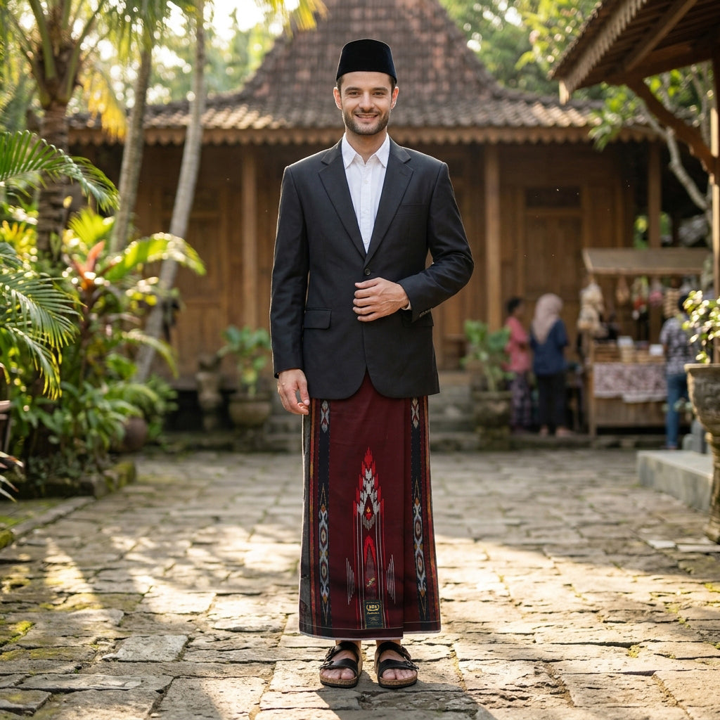 Sarung BHS Masterpiece Gold Motif M96 JSG Merah Tua