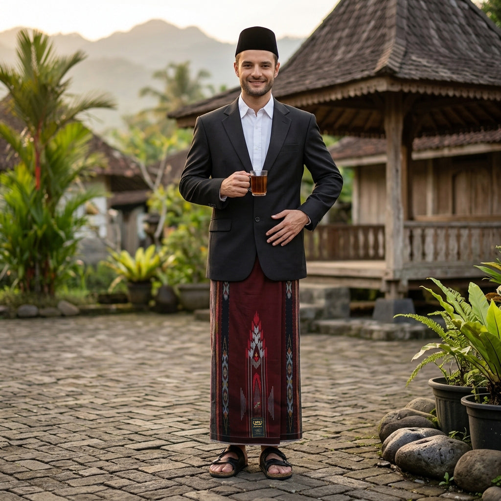 Sarung BHS Masterpiece Gold Motif M96 JSG Merah Tua