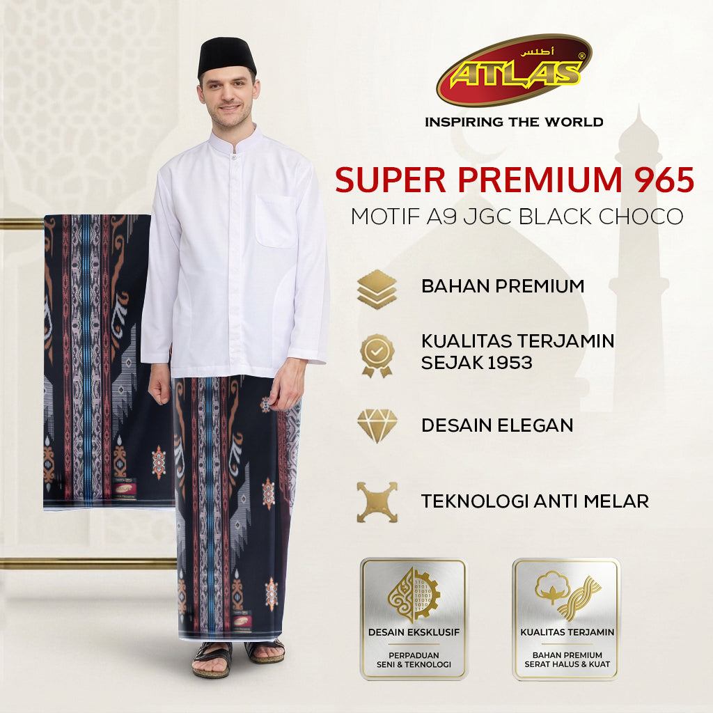 Sarung ATLAS Super Premium 965 Motif A9 JGC Black Choco