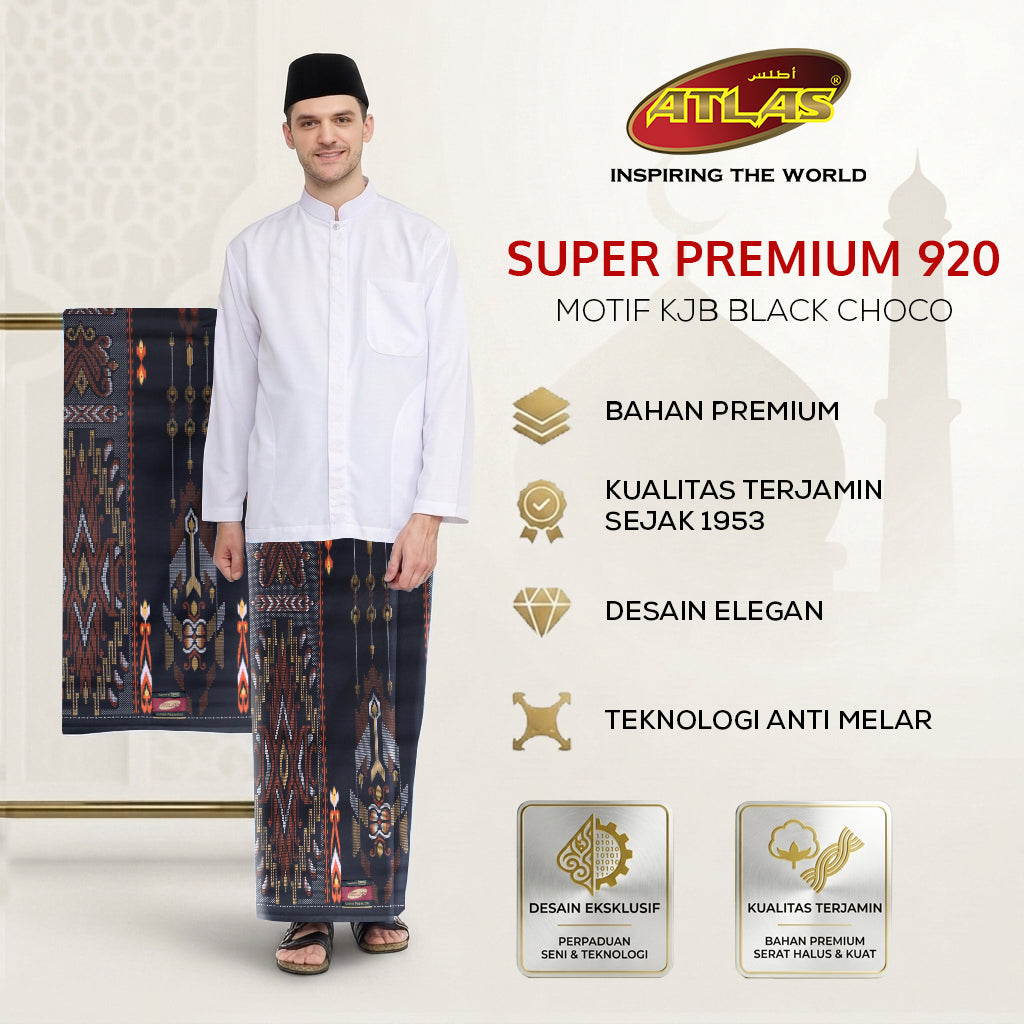 Sarung ATLAS Super Premium 920 Motif KJB Black Choco