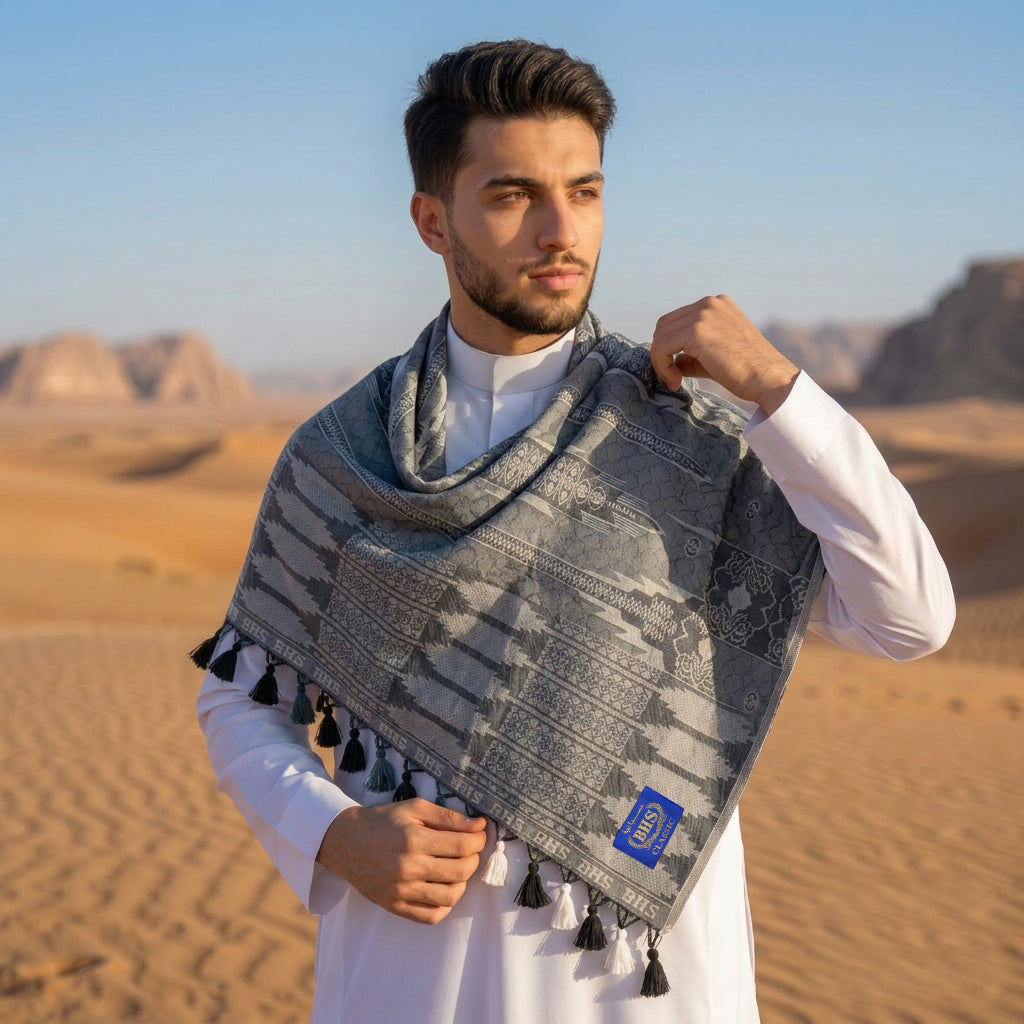 Surban Subaiyah BHS Classic Motif Jacquard Grey