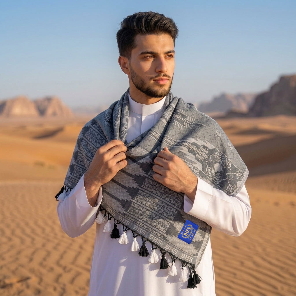 Surban Subaiyah BHS Classic Motif Jacquard Grey