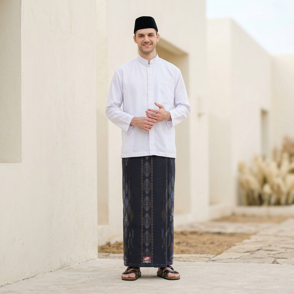 Sarung ATLAS Favorit 525 Kembang Motif BHS A4 PSA 05 Hitam Olive