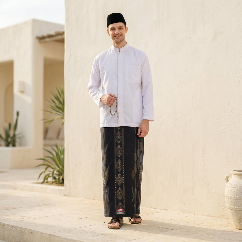 Sarung ATLAS Favorit 525 Kembang Motif BHS A4 PSA 05 Hitam Olive