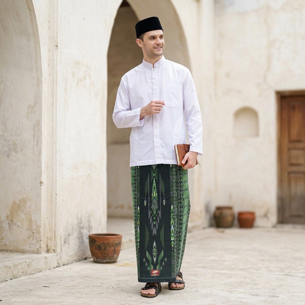 Sarung ATLAS Idaman 555 Kembang Motif BHS A5 GSN Dark Green