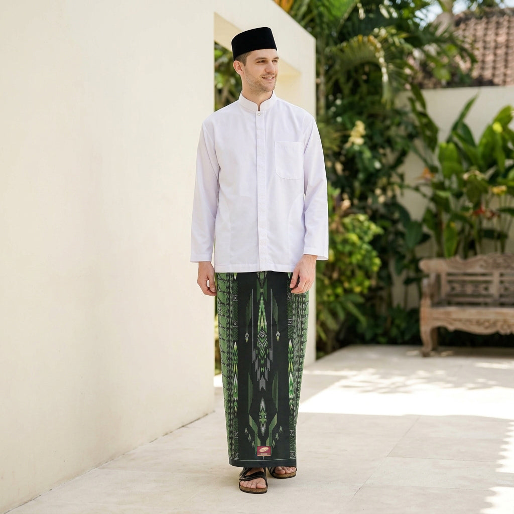 Sarung ATLAS Idaman 555 Kembang Motif BHS A5 GSN Dark Green