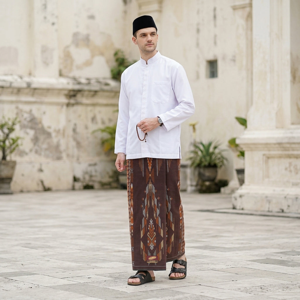 Sarung ATLAS Idaman 555 Kembang Motif BHS A5 GSN Brown