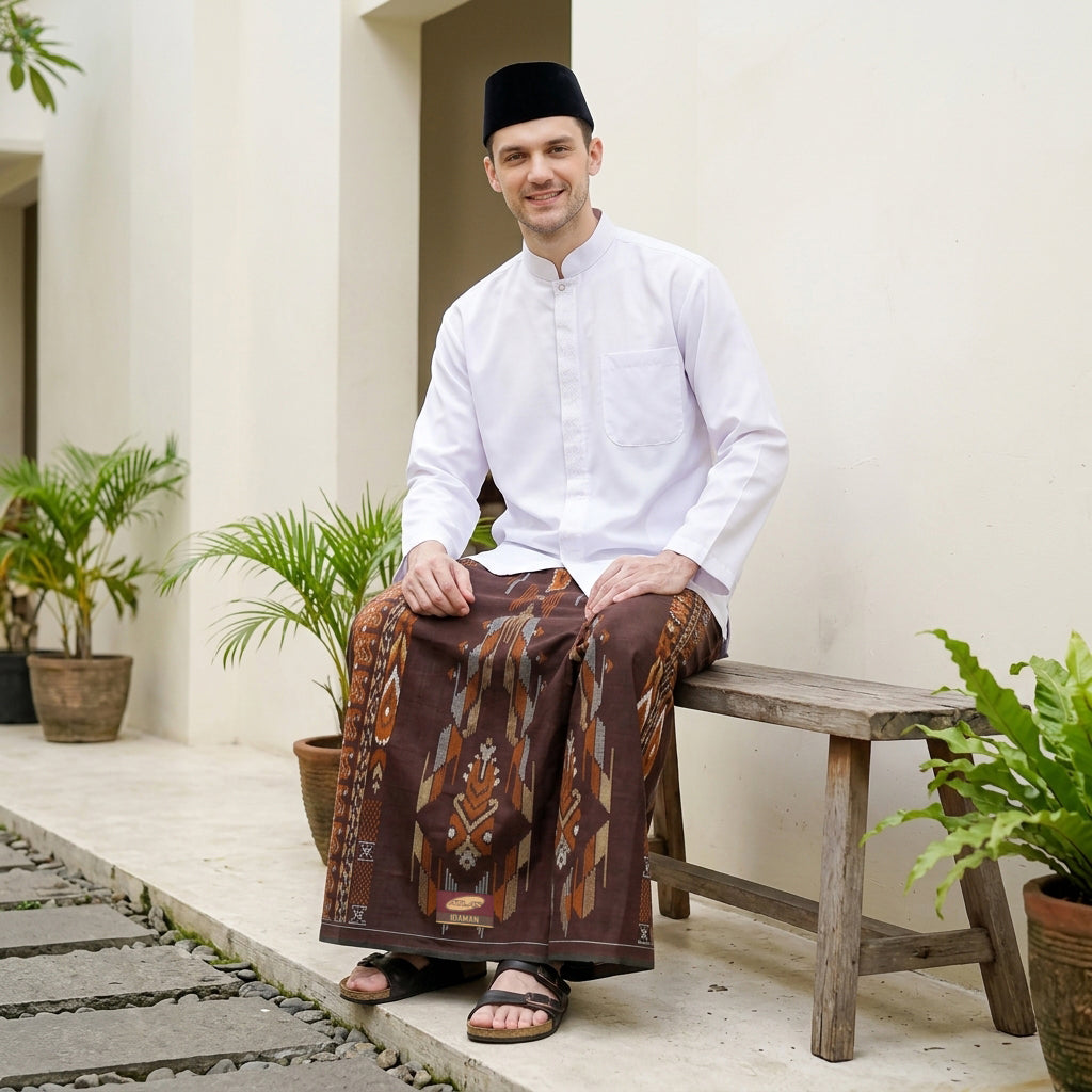 Sarung ATLAS Idaman 555 Kembang Motif BHS A5 GSN Brown