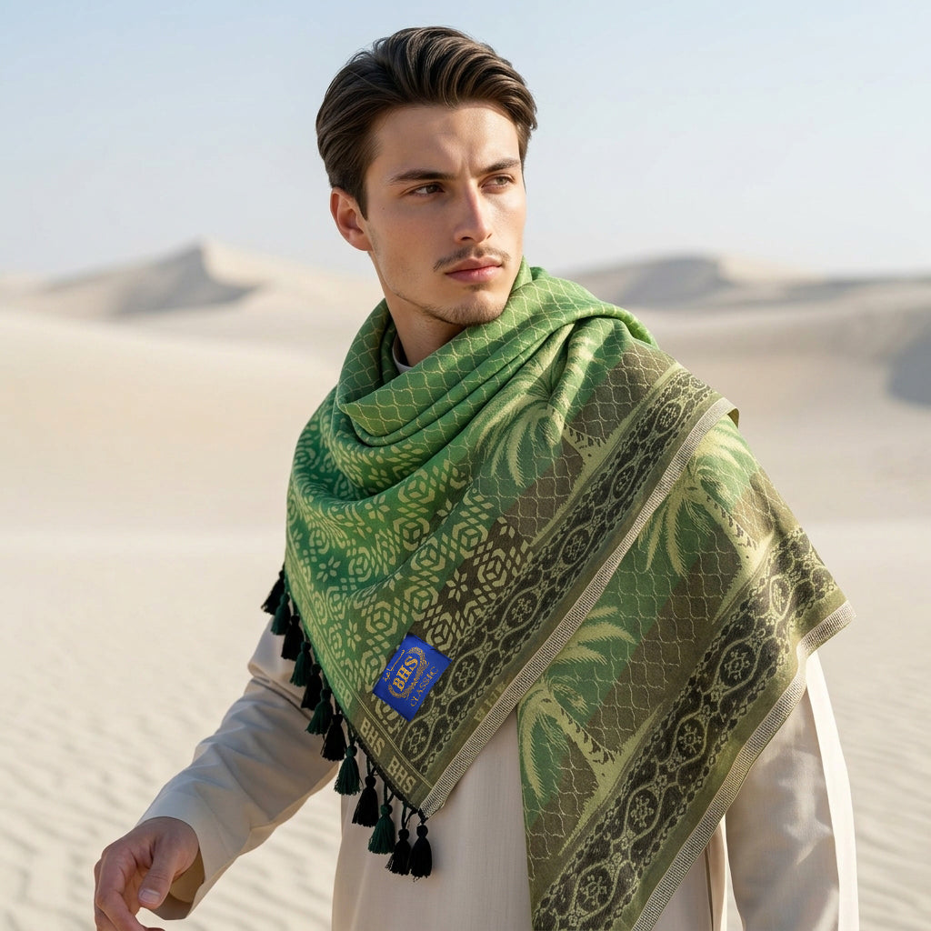 Surban Subaiyah BHS Classic Motif Jacquard Green
