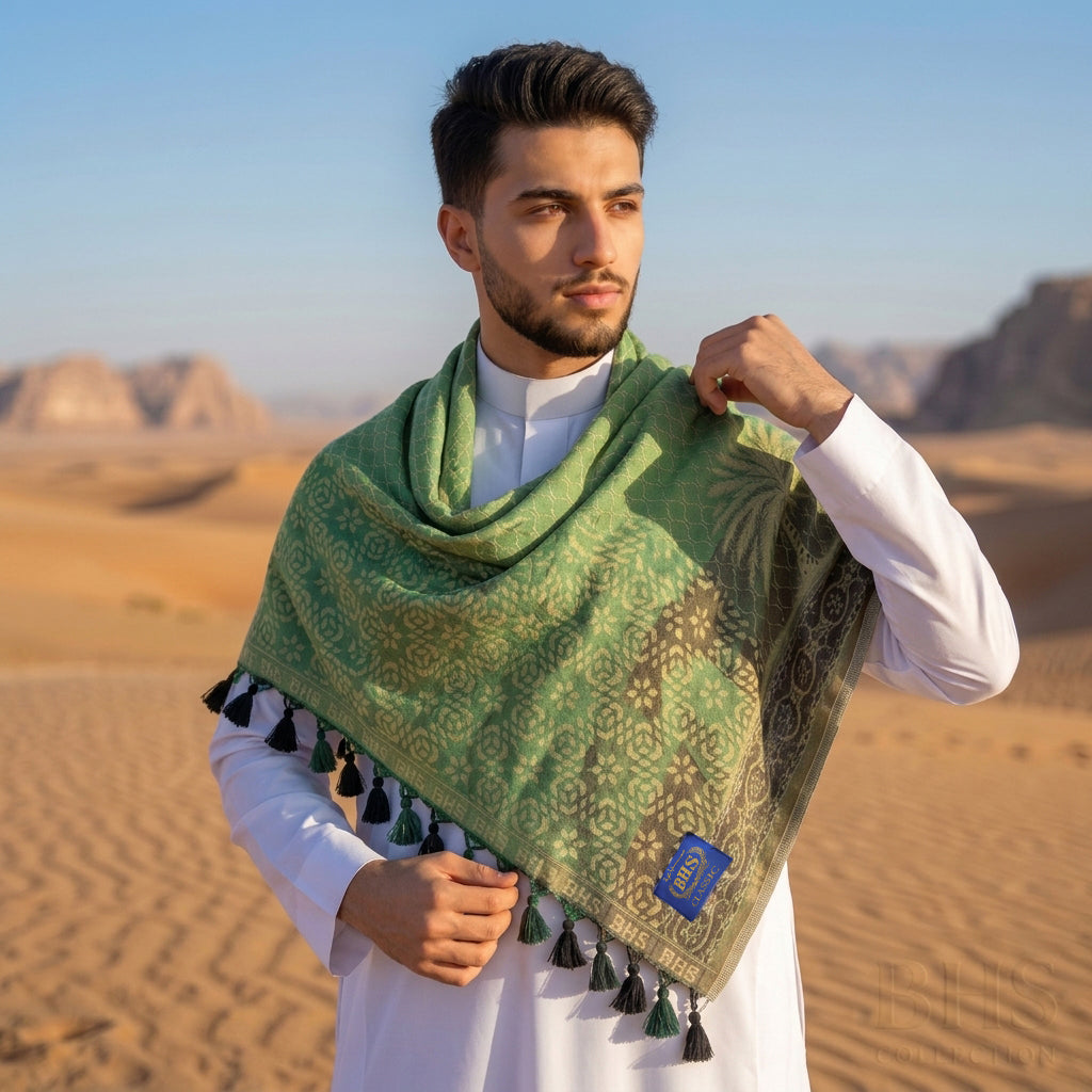 Surban Subaiyah BHS Classic Motif Jacquard Green