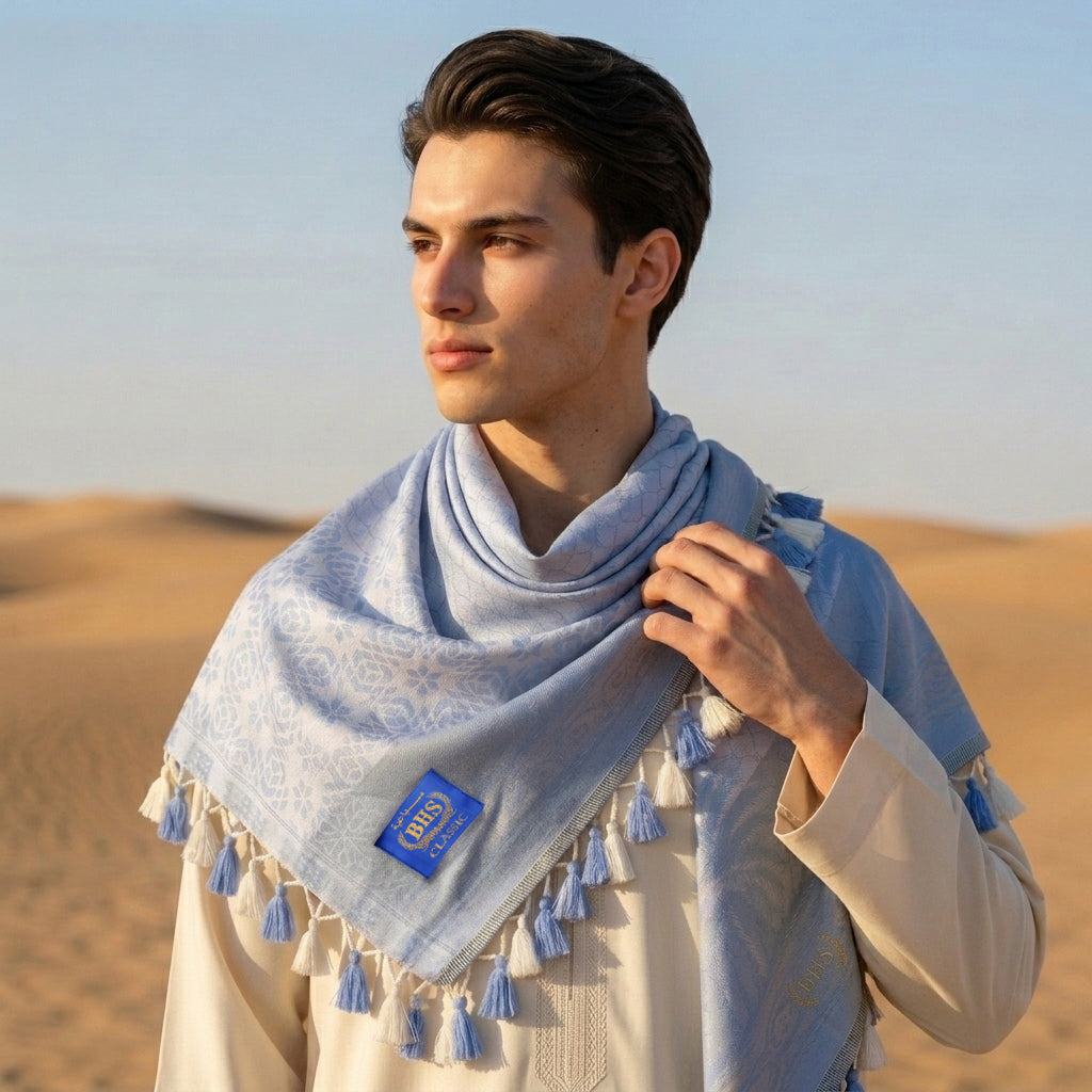 Surban Subaiyah BHS Classic Motif Jacquard Blue