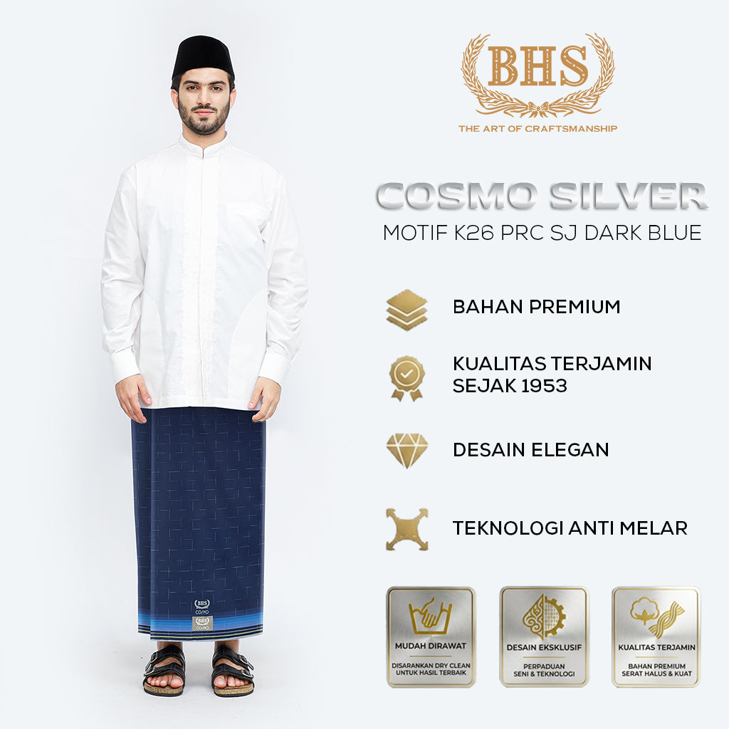 Sarung BHS Cosmo Silver Motif K26 PRC SJ Dark Blue