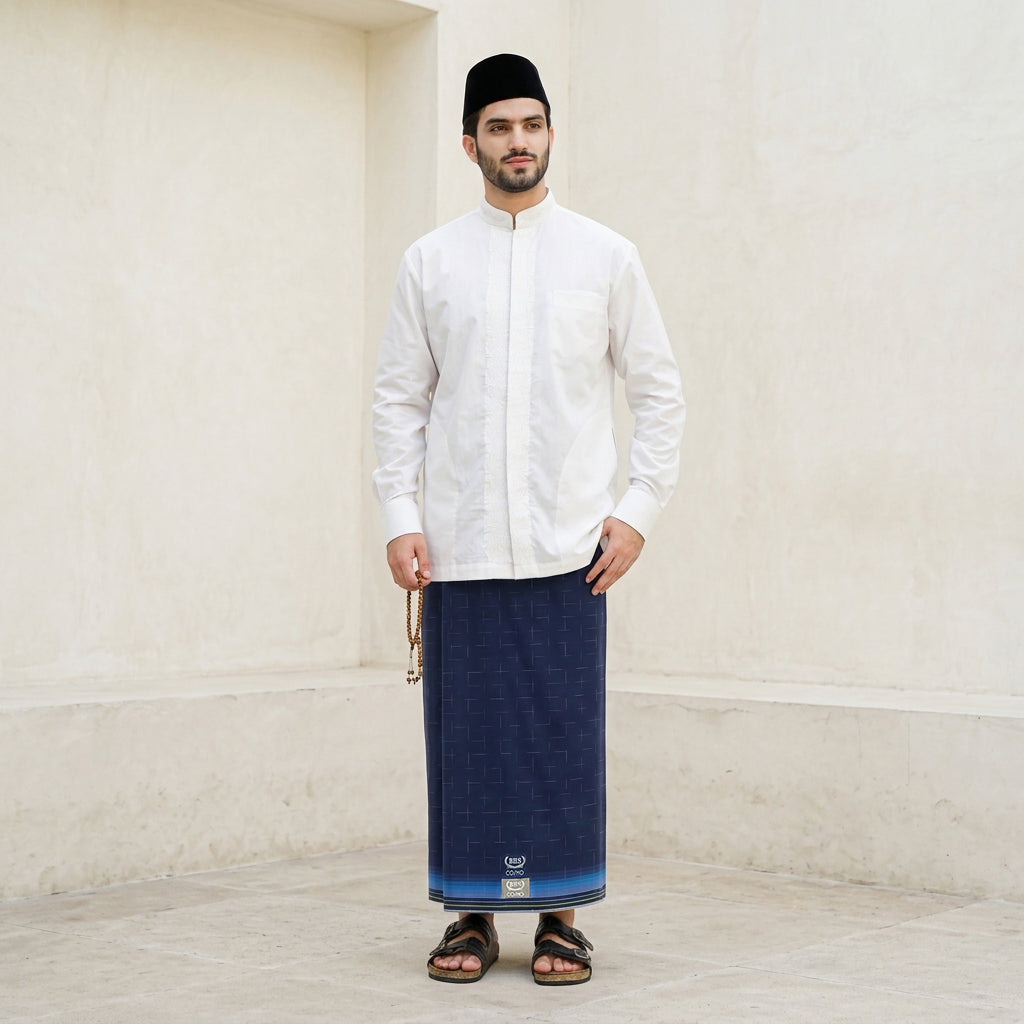 Sarung BHS Cosmo Silver Motif K26 PRC SJ Dark Blue