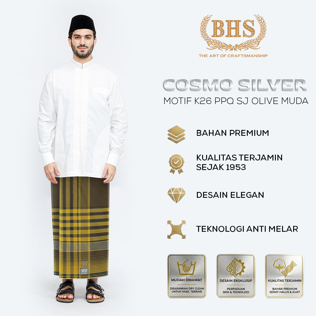 Sarung BHS Cosmo Silver Motif K26 PPQ SJ Olive Muda