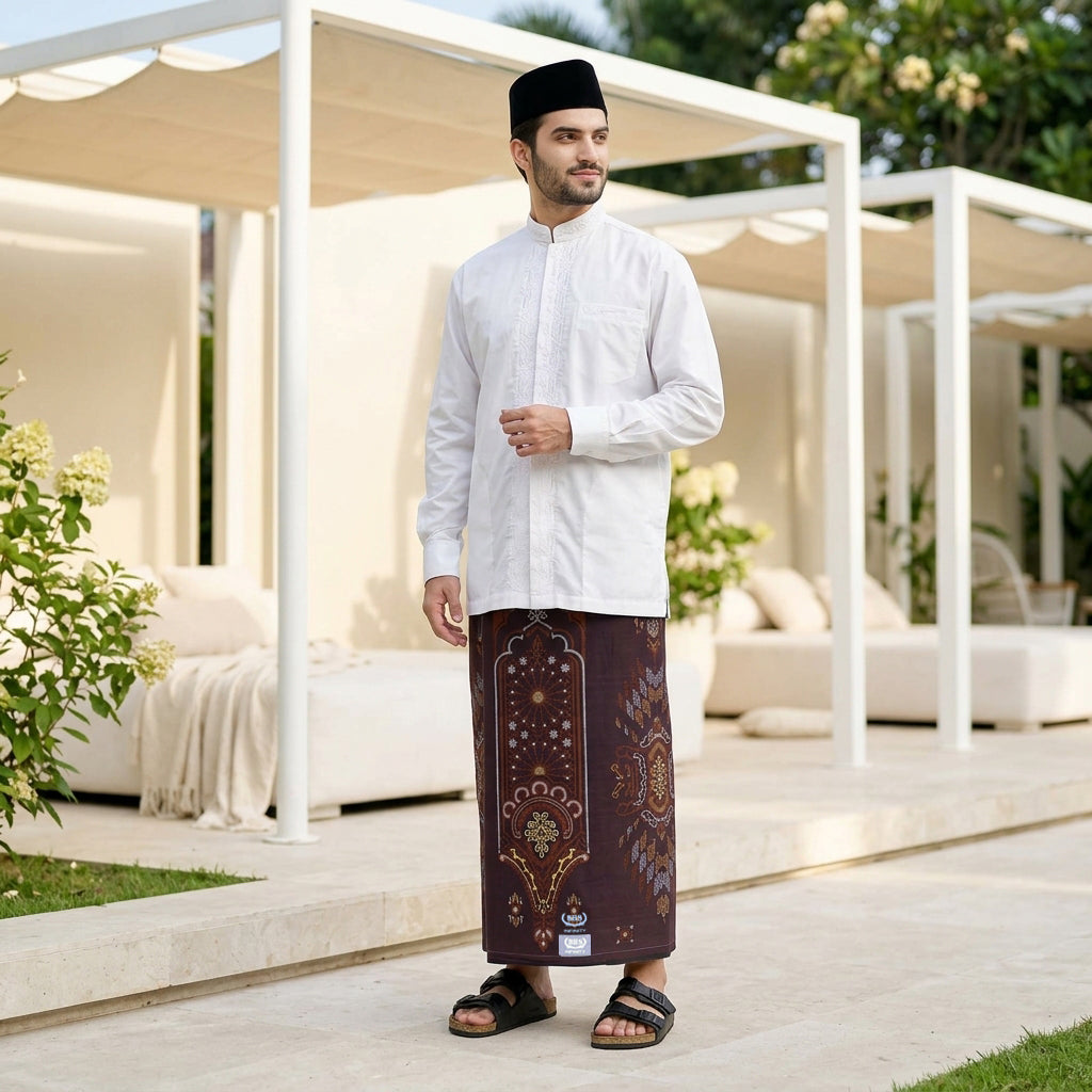 Sarung BHS Infinity Silver Motif V32 SNA SJ Coklat