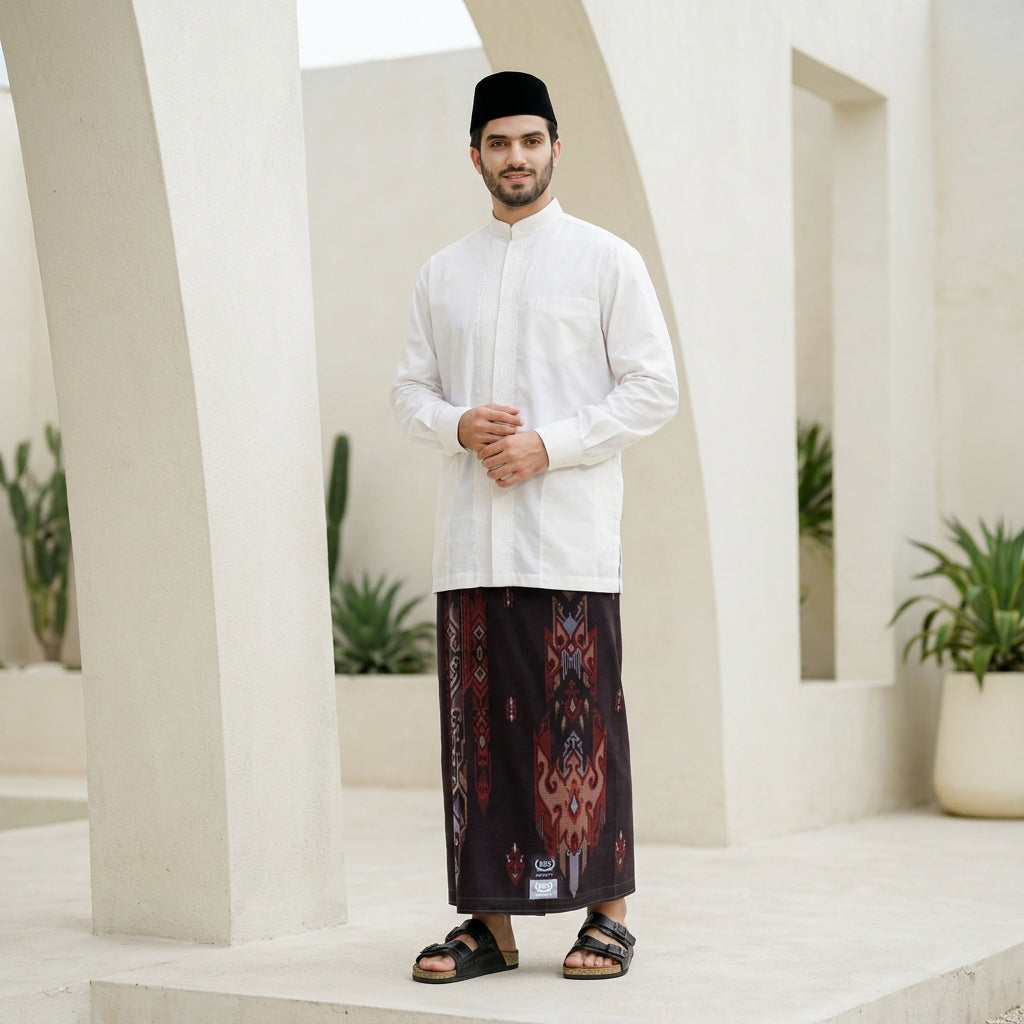 Sarung BHS Infinity Silver Motif V32 SNA SJ Maroon