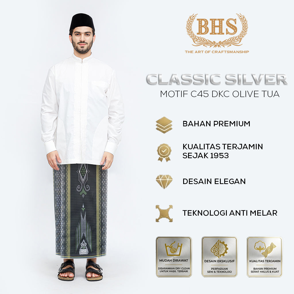 Sarung BHS Classic Silver Motif C45 DKC Olive Tua