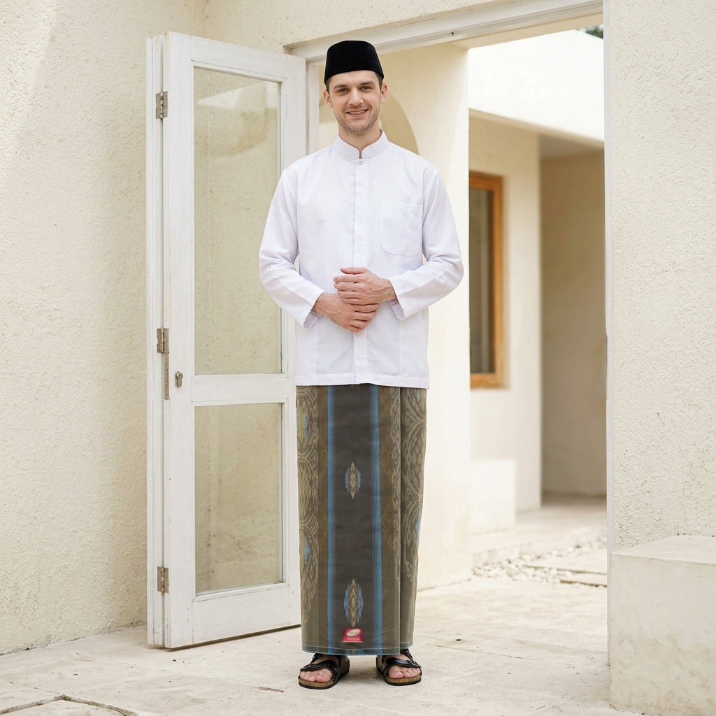 Sarung ATLAS Premium 790 Jacquard Songket A7-MSJ Olive Muda 03