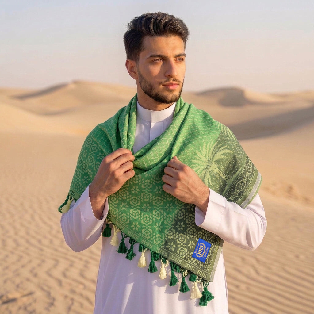 Surban Subaiyah BHS Classic Motif Jacquard Green 02